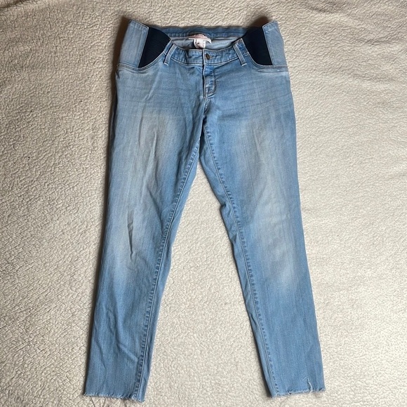 Isabella Maternity Jeggings Denim Jeans Waist elastic Band Size 10 Raw hem - Picture 2 of 6